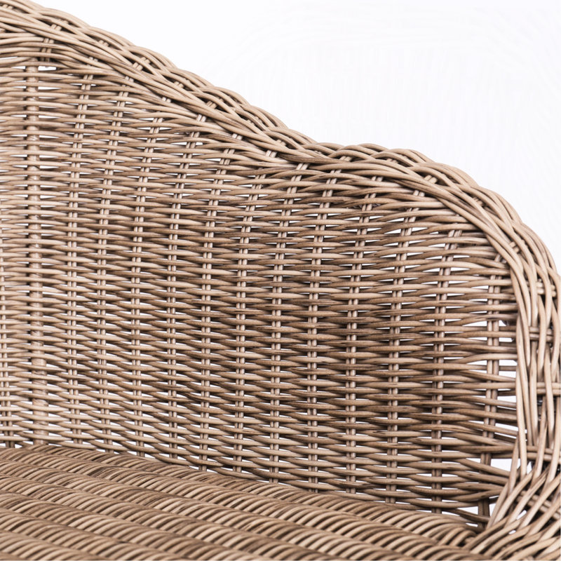Ladd Outdoor Metal Wicker Barstool, Light Brown Faux Wicker, Set Of 2, Brown