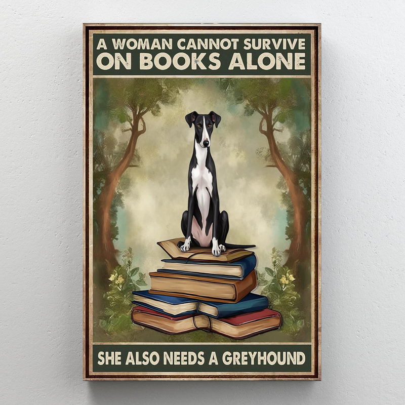 She She Needs A Greyhound - 1 pièce Rectangle Gra She She Needs A Greyhound - 1 pièce, reproduction d'art graphique sur toile tendue