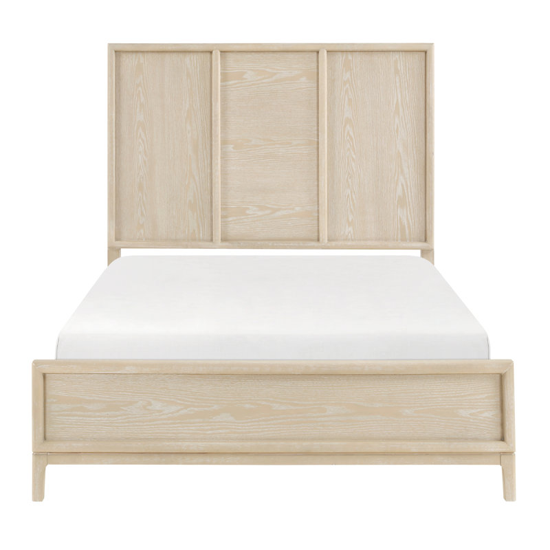 Lit très grand contemporain, tête de lit à trois panneaux, finition brune, lit pour le confort de la chambre à coucher avec style, ton, design,