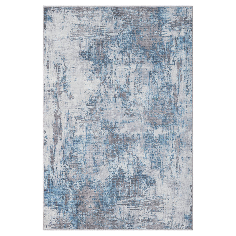 Washable Savana blue/grey Rug, Rectangle 120 x 180cm