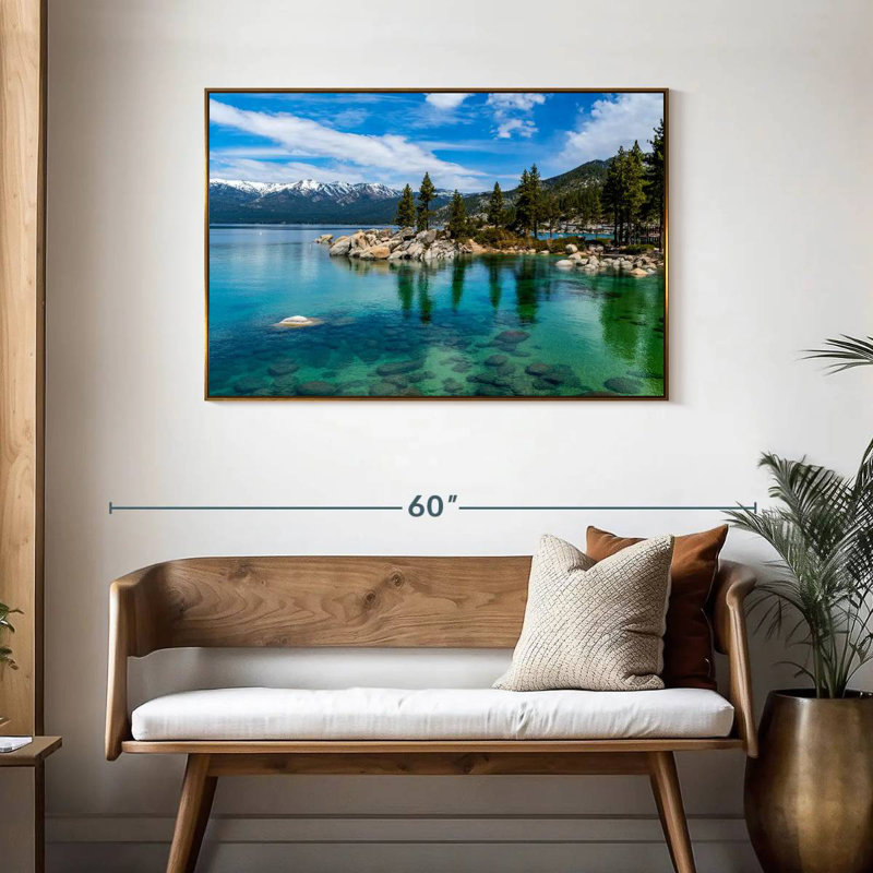 Green Lake Tahoe, Cadre flottant doré, 43 po x 29 po