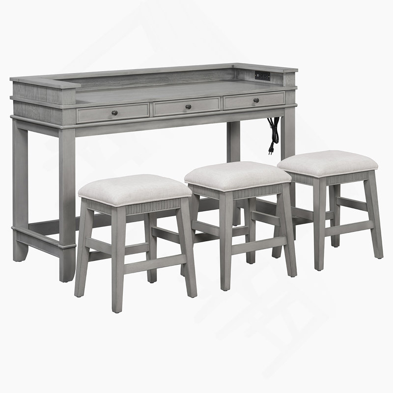Rectangular 53.12'' L x 19.33'' W Dining Set, Gray, Beige/Gray