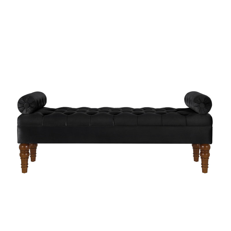 Velvet Long bed Bench for Bedroom, Black