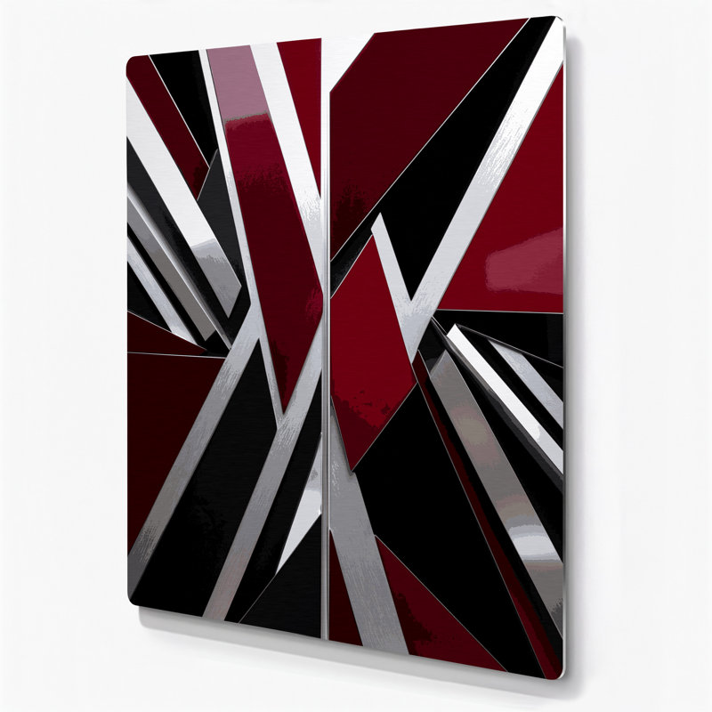 Abstract Shapes 29 Red Metal Wall Art, 12" H x 18" W