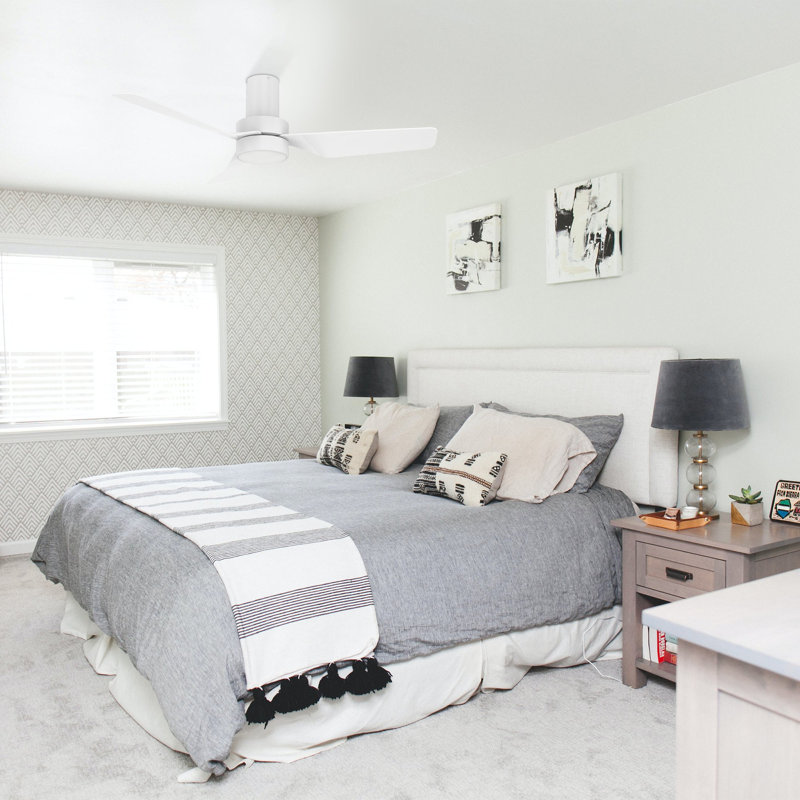 Ventilateur de plafond 44 po avec télécommande Varden, ensemble d'éclairage inclus., Blanc