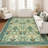 Vintage Floral Area Rug Washable Rugs Stain Resistant Easy Cleaning Indoor Carpet With Non-Slip Backing Low Pile Floor Cover Non Shedding Folding Throw Carpet For Home Decor-825558726