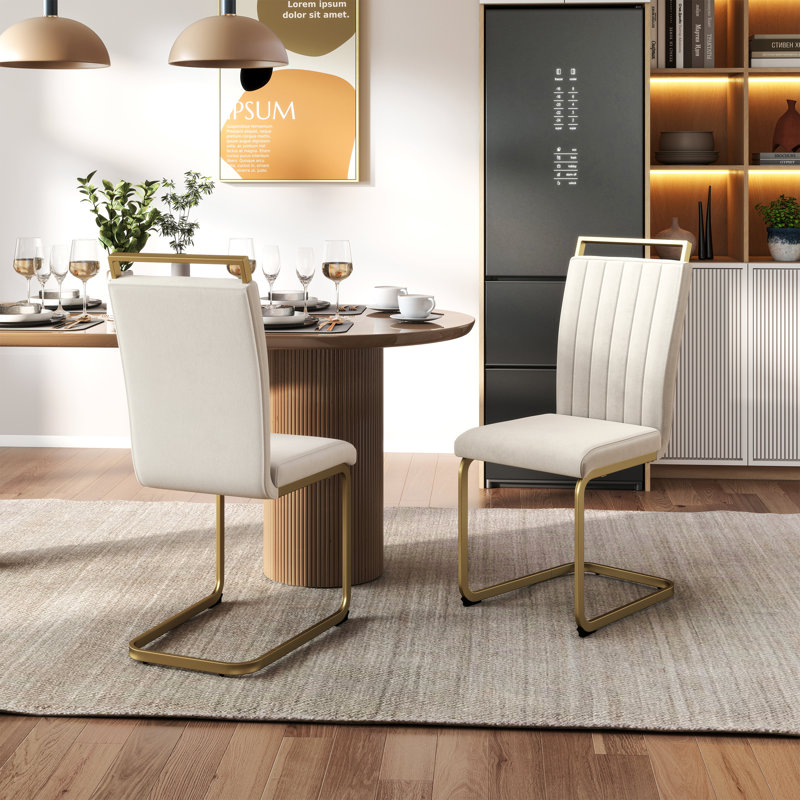 Ensemble de 2 chaises de salle à manger Modern, Beige, Gold