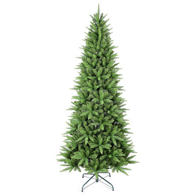 Arbre de Noël mince de 4 pi - 424 pointes, branches en PE + PVC, conception à charnières pour une installation facile, support en métal stable - idéal pour les coins et les petits espaces