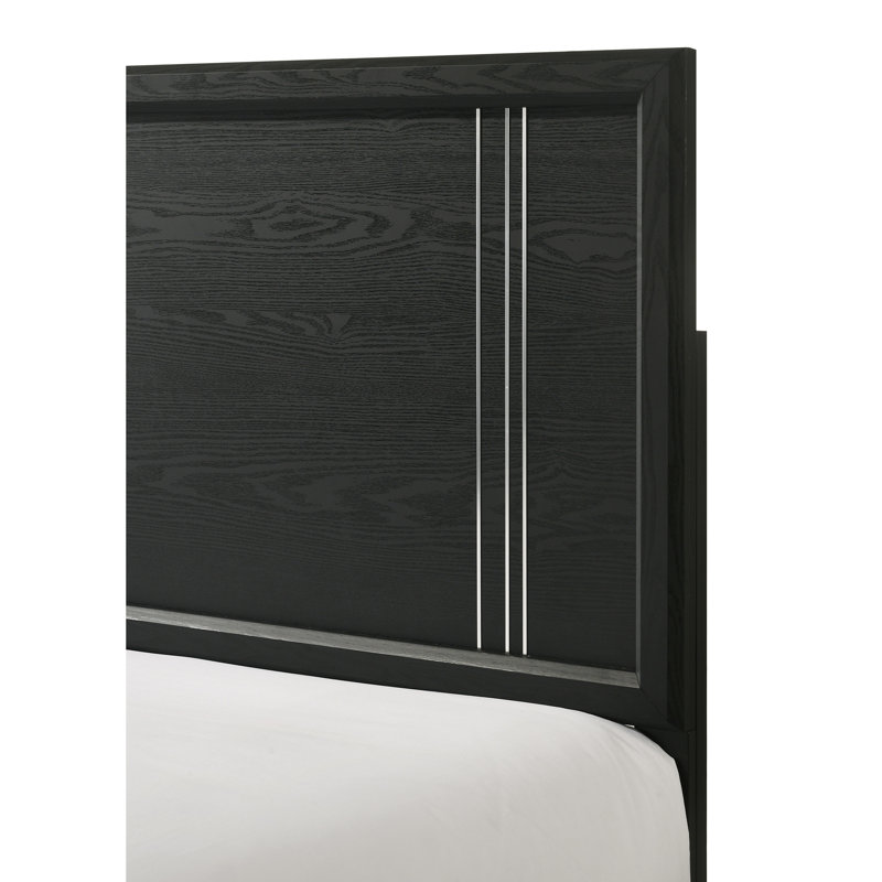 Lit à panneau contemporain, Gris anthracite, Lit double