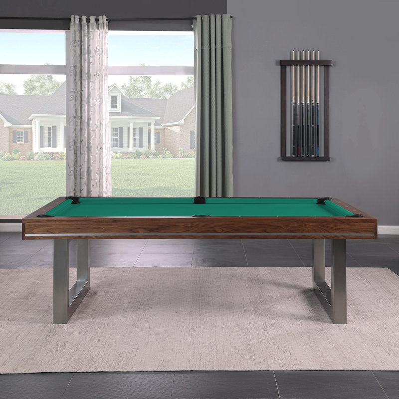 Table de billard en bois massif Harmony, 7 pi, Vert jaune, Noyer naturel