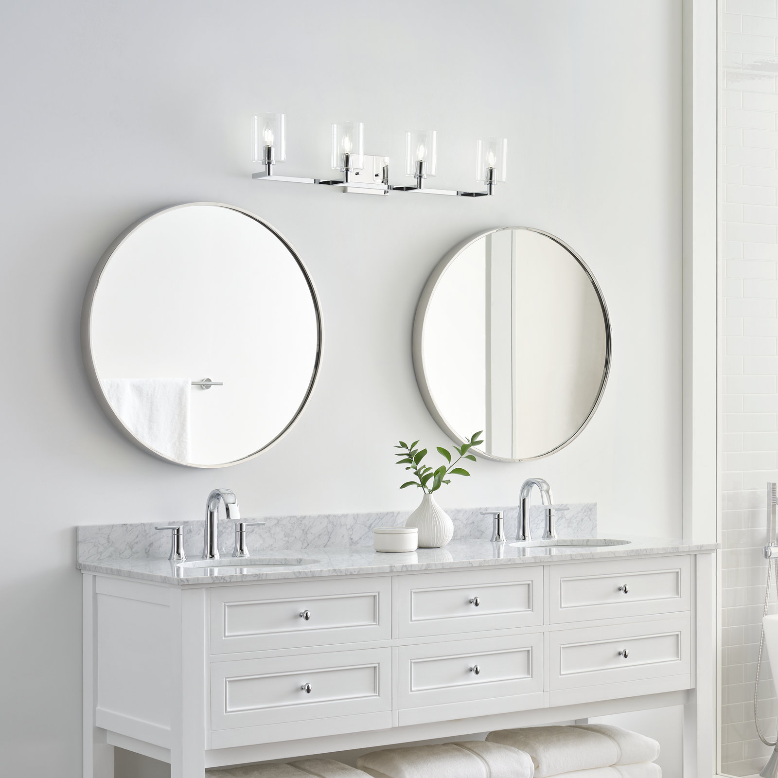 Haines 4 Light Transparent Dimmable Vanity Light, Chrome