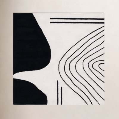 Felipe Handmade Wool Ivory/Black Rug