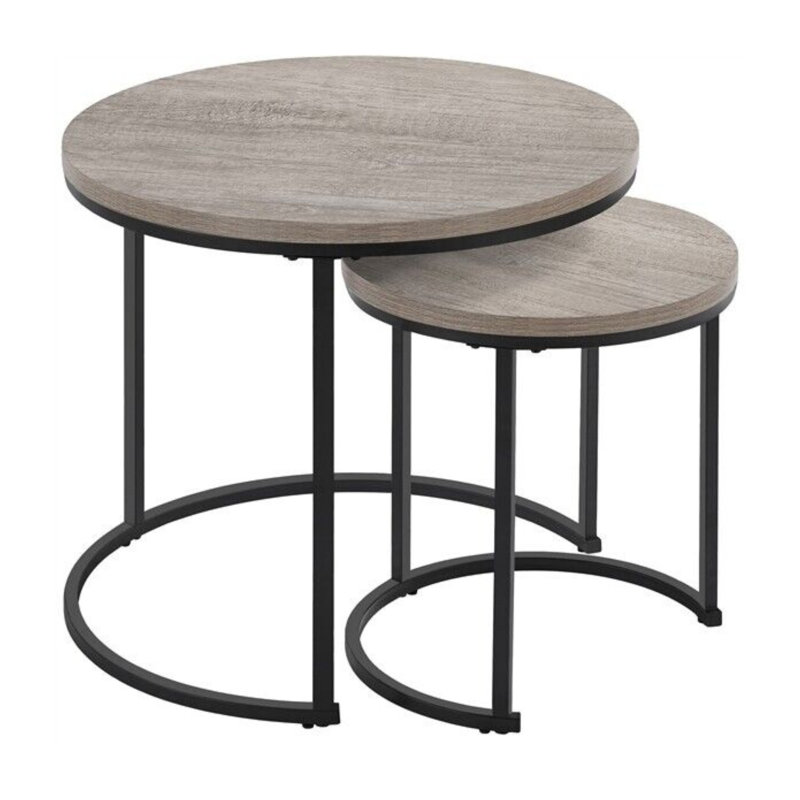Aniyiah 2PC Round Nesting Tables Grey