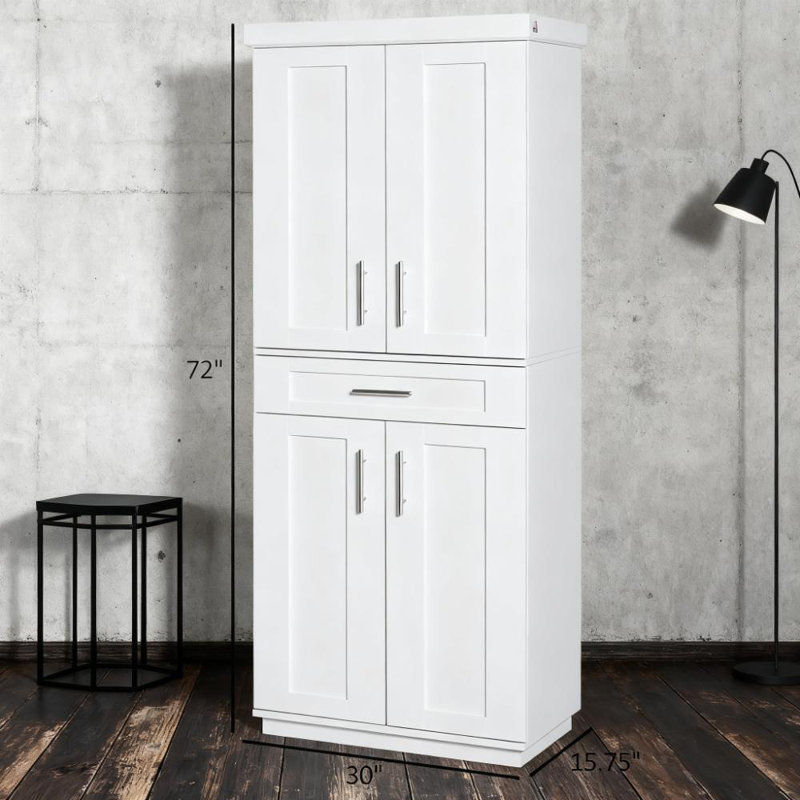 Garde-manger autoportant moderne - Armoire de rangement multifonctionnelle, Blanc