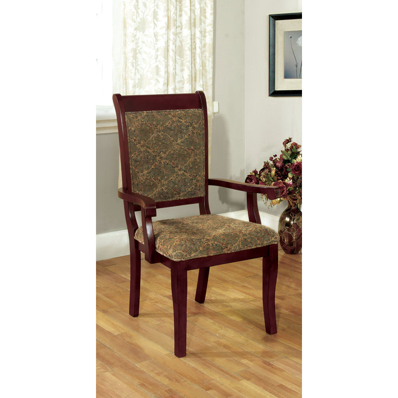 Chaise avec accoudoirs en tissu Aditi en gris