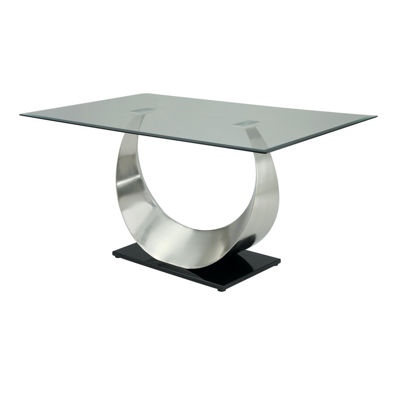 Glass Top Metal Base Dining Table