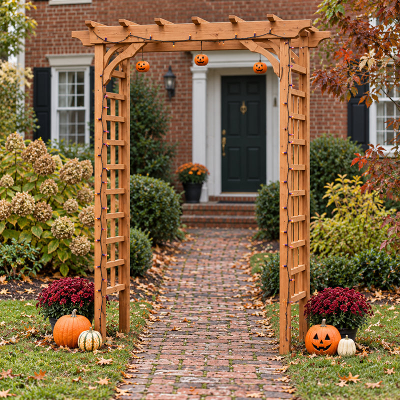 Minaa 61" W x 26" D Solid Wood Garden Arches Arbor Arbours
