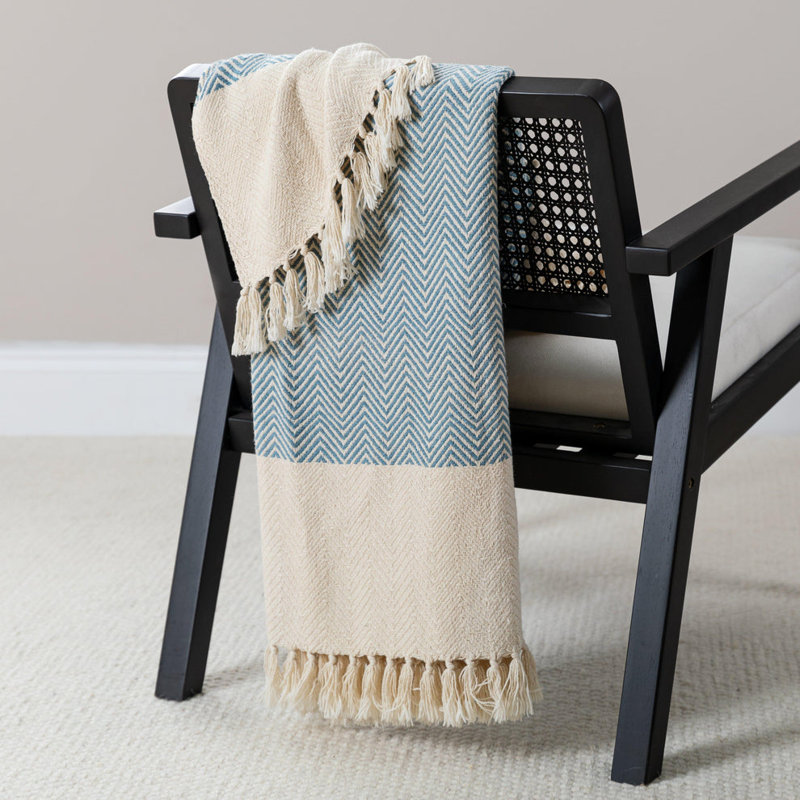 Onda Hand Woven Throw Blanket, Horizon Blue
