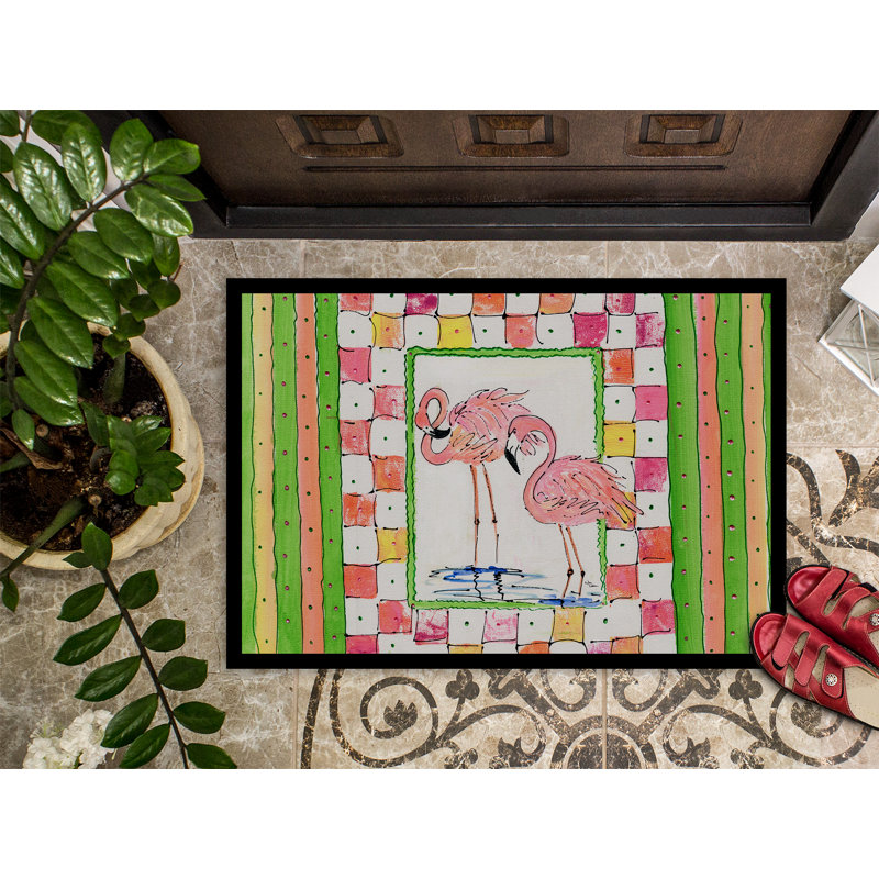 Tapis d'entrée antidérapant Teutopolis Flamingo, Rectangle 2 pi x 3 pi