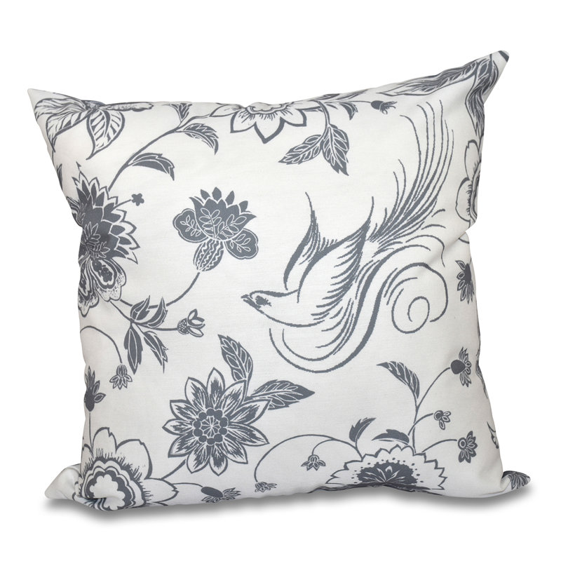 Housse de coussin d'extérieur carré Botanical Blooms, Gris, 16 po x 16 po