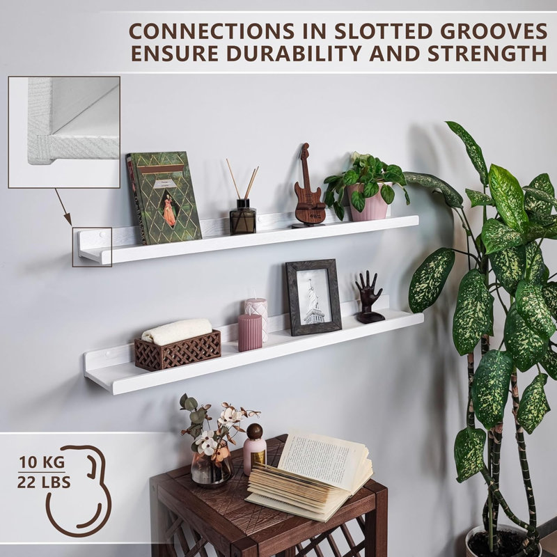 Dabo 2 Piece Floating Shelf, White, 13.60cm H x 91.50cm W x 5.60cm D