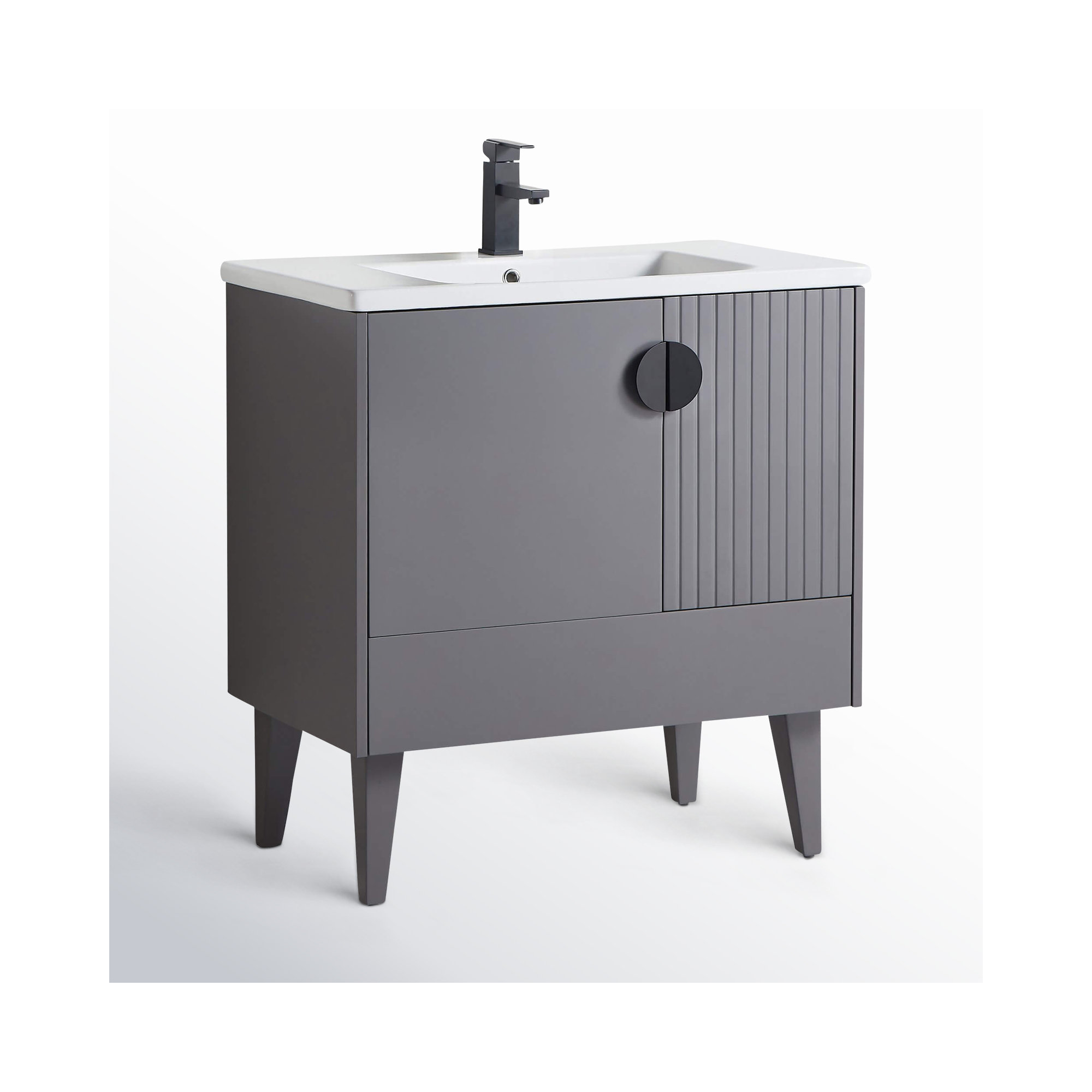 Saimah 30'' Single Bathroom Vanity, Black, Rock Gray