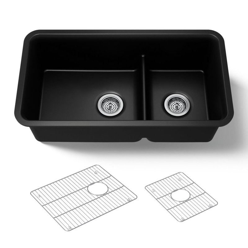 Cairn Smart Divide 33-1/2" Undermount Kitchen Sink, Black