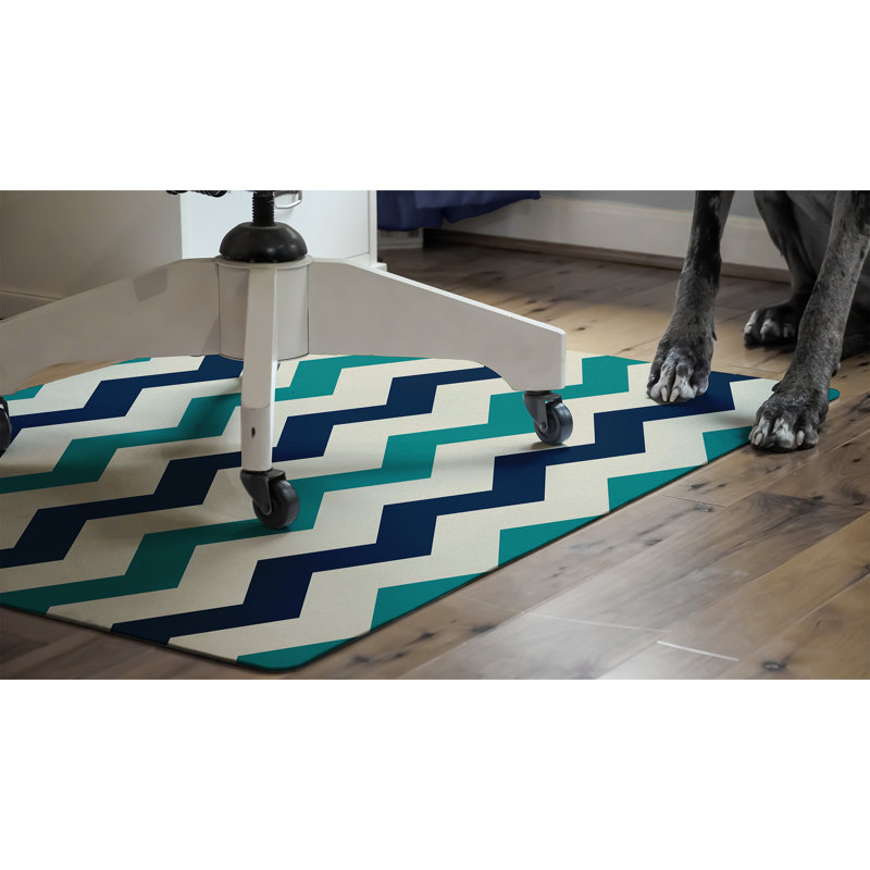 Chevron 35 in. x 47 in. 9 to 5 Desk Chair Mat, Blue