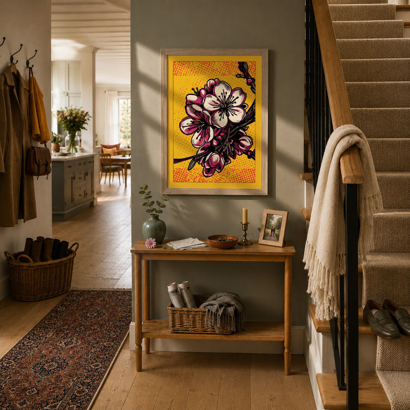 Pop Bloom Cluster Modern - Print, A2 - 59.4 x 42.0 cm, Oak