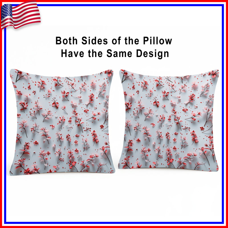 Coussin rose à motif floral, 26 po x 26 po