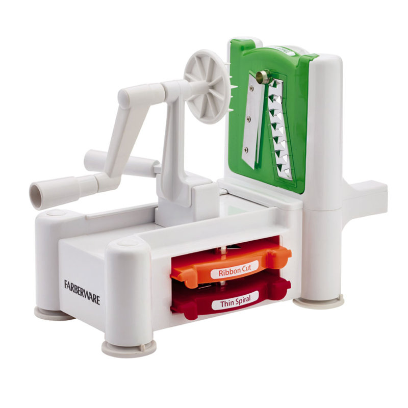 White Plastic Spiral Vegetable Slicer with Three Blades