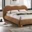 Mobilier de chambre à coucher pour lit double en terre cuite brun rembourré pour grand lit