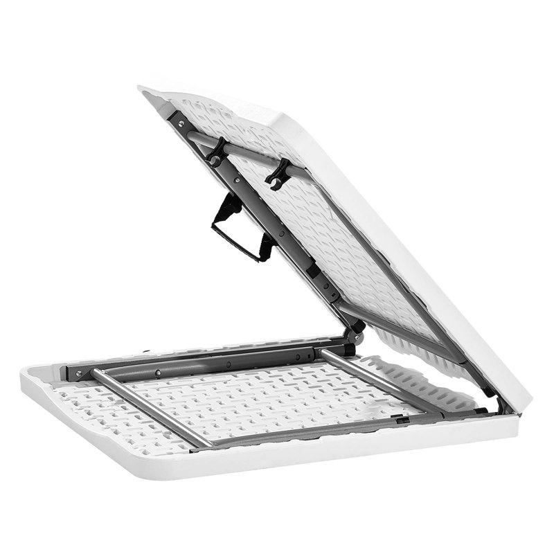 Table de pique-nique portable en plastique de 120 cm avec poignée, idéale pour les pique-niques et les activités de plein air. Capacité : 6 personnes. Trois hauteurs réglables. Surface imperméable à haute densité. Pliable pour utilisation à l’intérieur.
