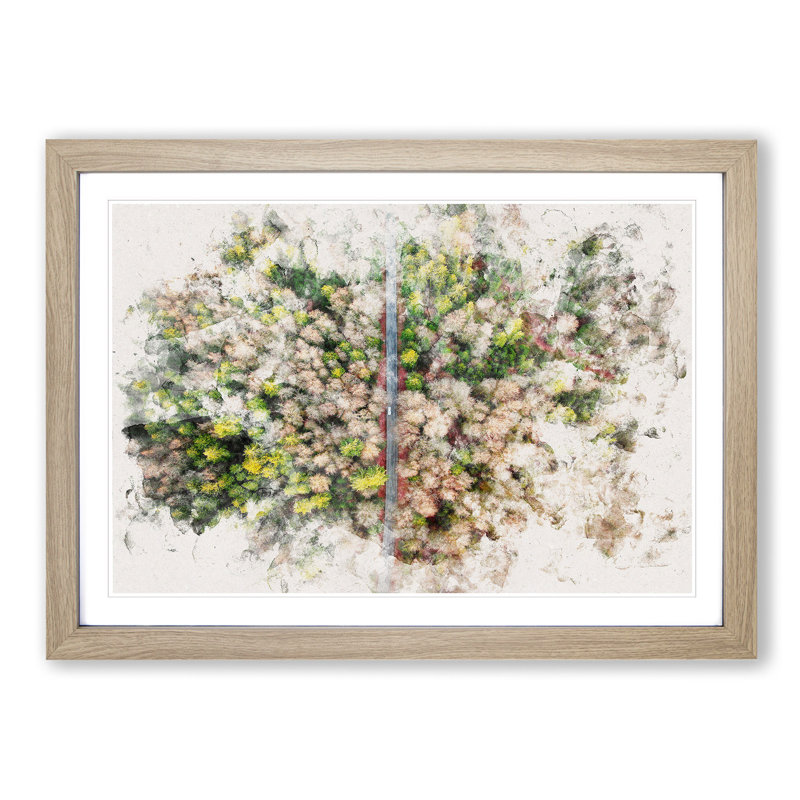 Separating the Forest - Picture Frame Painting Print, 45cm H x 63cm W x 2cm D, Oak Framed