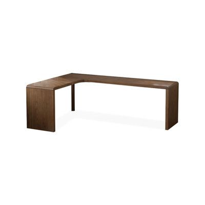 Bureau en bois massif en L noyer clair