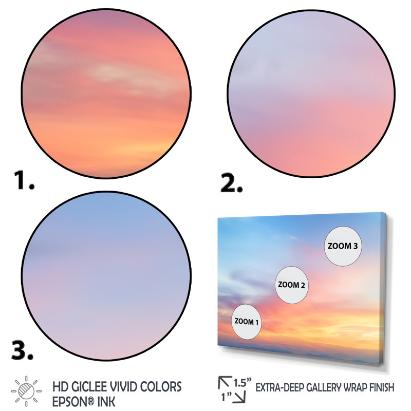 Cotton Candy Skies 2 - Sky, art mural, Cadre flottant doré, H 12 po x l 20 po x P 1 po