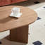 Table basse en panneau de fibres à densité moyenne brun avec base piédestal ovale pour petits espaces, 39,37 pouces
