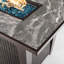 Table de foyer avec plateau en carreaux de céramique, pare-vent en verre et housse de pluie