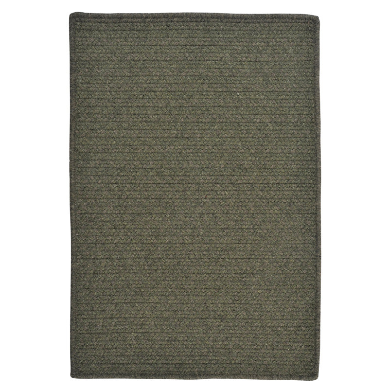 Tapis réversible en mélange de laine Tanguay - Vert olive, Carré 11 pi