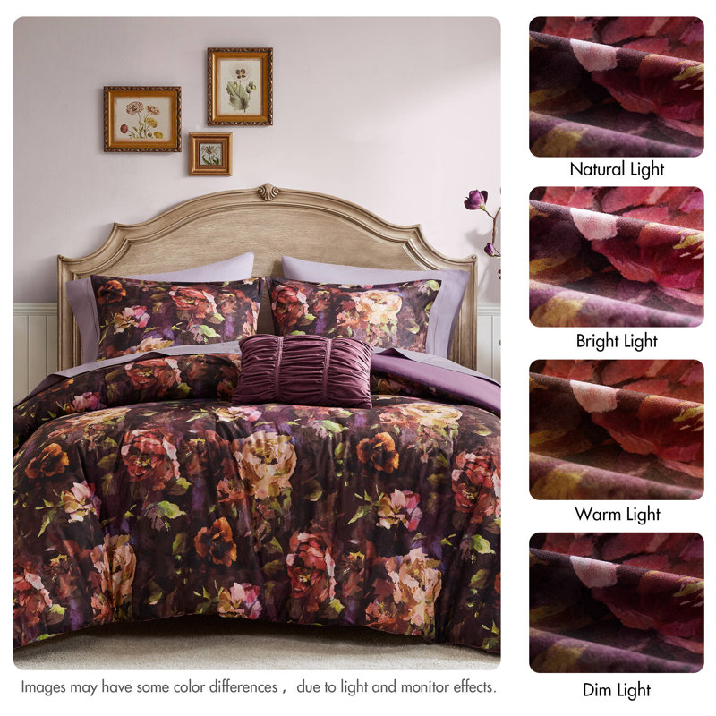 Seraphina 4 Piece Velvet Comforter Set, King Comforter + 3 Additional Pieces