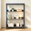 Bibliothèque moderne moderne, 3 tablettes, finition bleue élégante, présentoir en bois, 1 pièce-916693086
