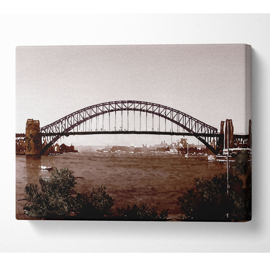 Sydney Harbour Bridge Retro Sepia - Kunstdrucke auf Leinwand