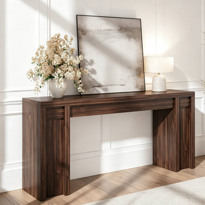 Extra-Long Console Table for Dining Room – Farmhouse Wooden Design with 2 Drawers, 2-Tier Open Storage, Sturdy and Mark-Resistant, Ideal for Entryway, Living Room, or Hallway