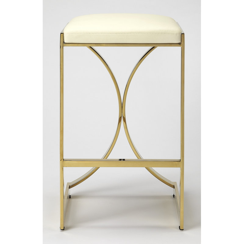 Natalya 24" Bar Stool, Gold, Cream, Counter Stool (24” Seat Height)