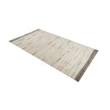 5x9 Ivory Hand-Knotted Wool Linear Gridwork Modern Geometric Contemporary Carpet Rug
