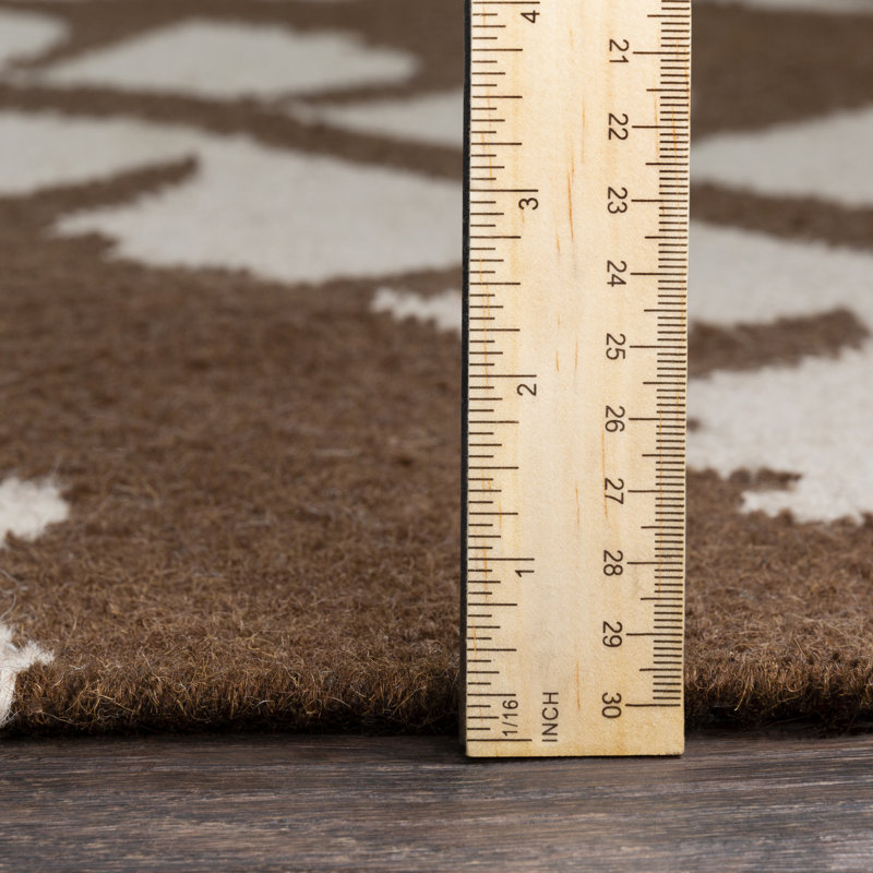 Tapis brun foncé / ivoire en laine tissé à plat à la main Karat, Rectangle 2 pi x 3 pi