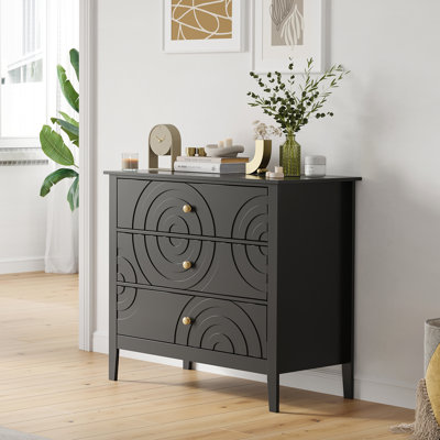 3-drawer Wood Dresser,31.9" Width,30.1" Height