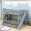 Lit superposé pour enfants Hayyaan avec 2 tiroirs, tablettes et glissoire-314194900-314194899