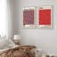 "Classical Artwork Net In Blue, Red Dots Accumulation" par Yayoi Kusama, reproduction d'art sur toile encadrée japonaise 2 pièces-91069484-91069487