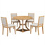Ensemble de table de salle à manger extensible en placage de chêne avec chaises rembourrées, finition naturelle claire, 4 à 6 places, style rétro pour la cuisine ou le salon
